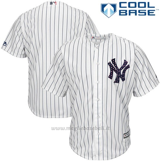 Maglia Baseball Uomo New York Yankees 2017 Estrellas y Rayas Bianco Blu Cool Base
